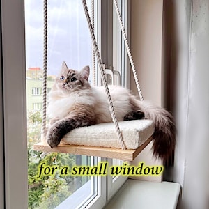 Perchoir de fenêtre de chat pour une petite fenêtre, hamac de chat, lit de fenêtre de chat, étagères de chat en bois, meubles minimalistes d&#39;animal de compagnie
