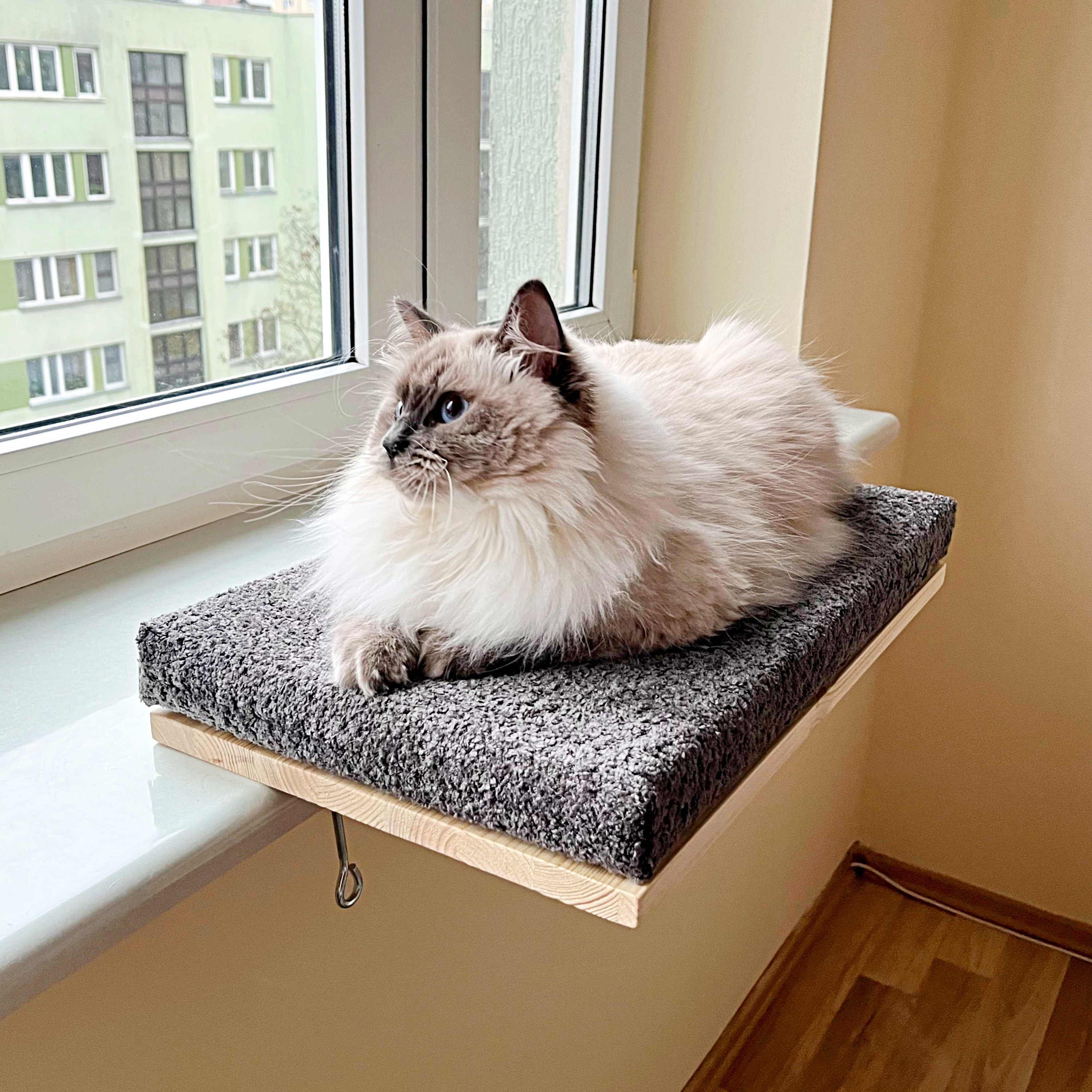 Cat Window Perch, Shelves, Dark Gray, Hammock, Window 4 Sizes, Modern Cat Furniture
