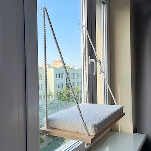 Cat Window Perch, Cat hammock, Cat window bed, Wood cat shelves, Minimalistic pet furniture