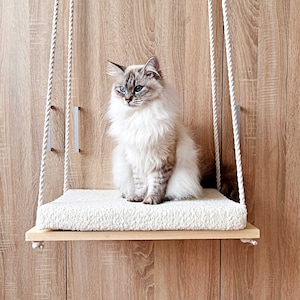 Handgefertigte Katzenhängematte, Holzkatzenregale, Katzenfensterbank, Katzenfensterbett, Katzenmöbel