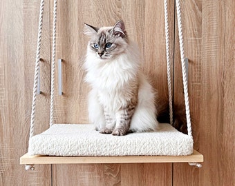 Wooden cat hammock, Wood cat shelves, Cat window perch, Cat window bed, Handmade cat furniture