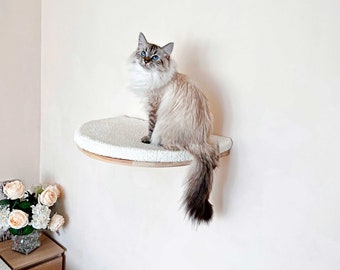 Soft cat wall shelf, Wood cat shelves, Cat bed, Minimalistic pet furniture