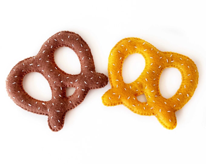 Felt Pretzel Catnip Toy, Handmade Food Cat Toy