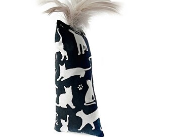 Black/White catnip Kicker toy, Cat Feather toy