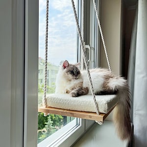 Katzenfensterstange, Katzenhängematte, Katzenfensterbett, Holzkatzenregale, Minimalistische Haustiermöbel
