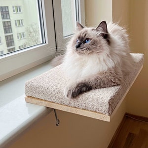 Cat Window Perch, Cat shelves, Cat hammock, Cappuccino Cat window hammock, 4 SIZES, Modern cat furniture