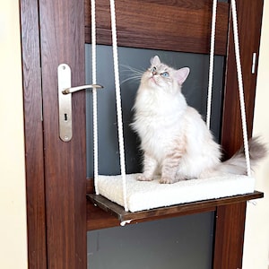 Katzenfensterstange, Katzenhängematte, Katzenfensterbett, Holzkatzenregale, Minimalistische Haustiermöbel