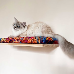 Soft bright cat wall shelf, Cat bed, Minimalistic pet furniture