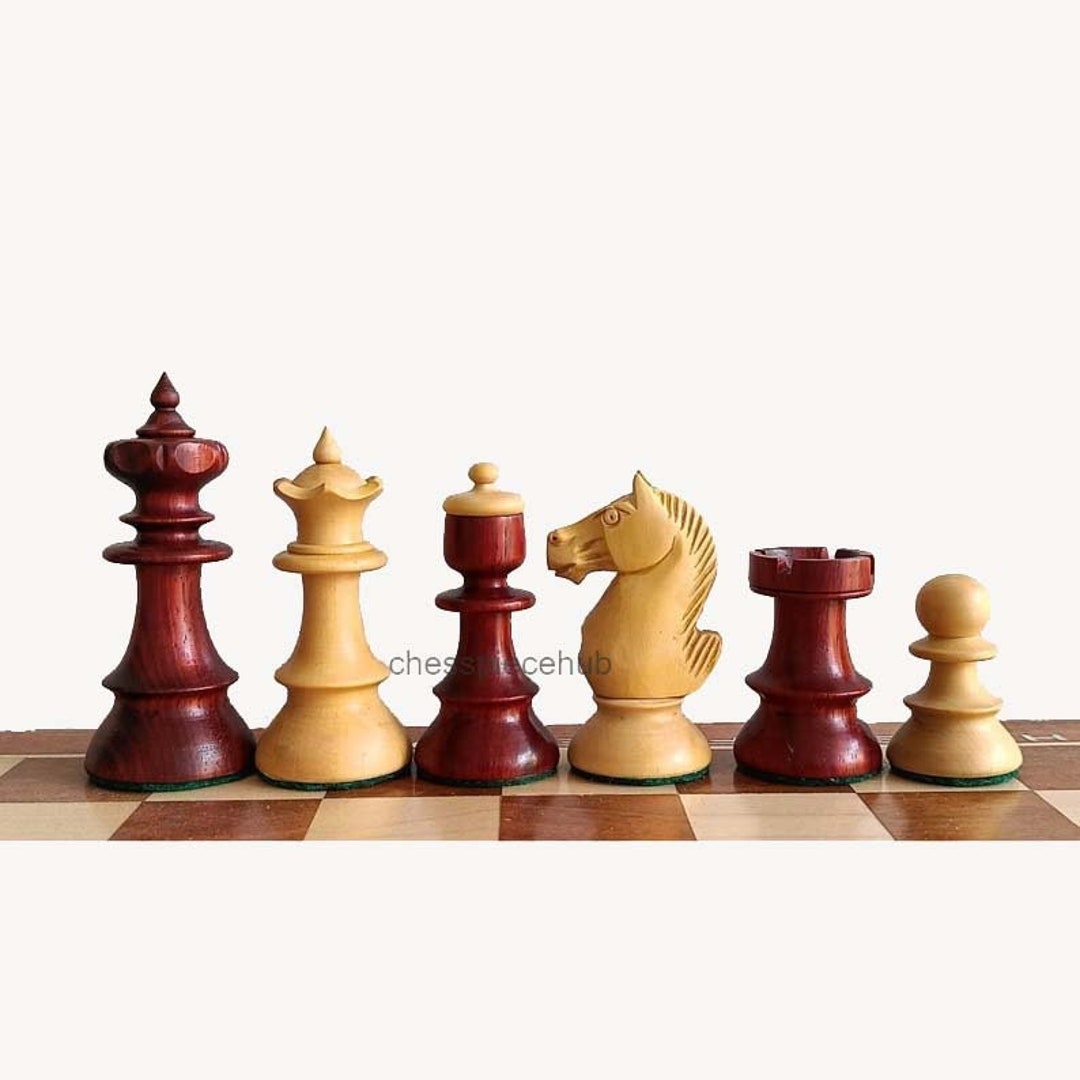 Combo of Reproduced Vintage Series Original Austrian Coffee House Old Vienna  Chess Pieces in Ebonized and Antique Boxwood V2.0- 3.75 King with Storage  Box