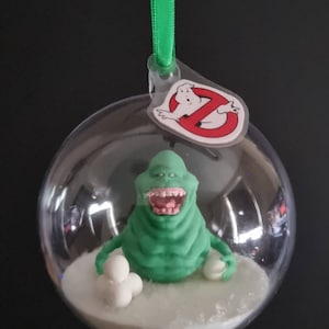 Ghostbusters Slimer with snowballs Christmas bauble handmade