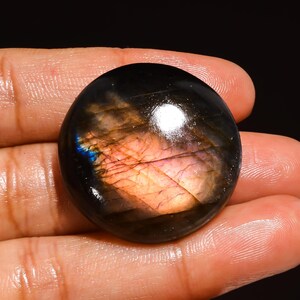 Round Shape, Black Brown Labradorite, Smooth Cabochon, Natural Gemstone, For Ornaments, Labradorite