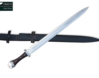 Espada vikinga forjada a mano: Kukri auténtico de 61 cm con empuñadura de palisandro.