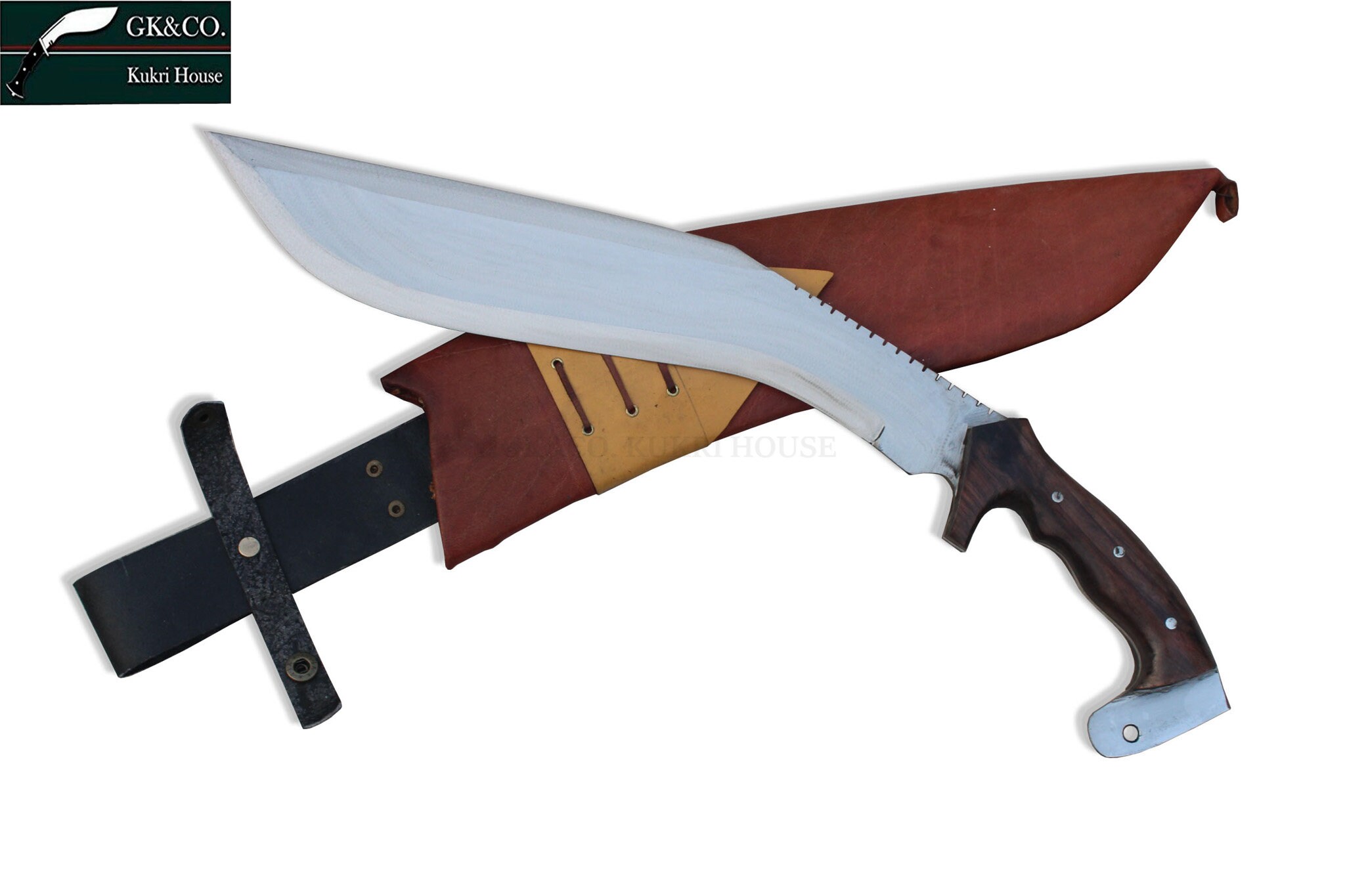 thumbnail image 2 of GK&CO. Kukri House Authentic Knife-12 Blade World War II 'The Survival Alive' Kukri/Khukuri Full Tang With Black Leather Sheath-Handmade In Nepal -Warehoused & Ship From USA 2 of 14
