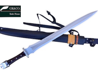 Espada vikinga de 24 pulgadas, forjada a mano con espiga completa: hoja de acero templado fabricada en Nepal