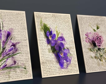 Poesía y flores lésbicas de Safo / Colección de arte mural en acuarela / LGBTQ+ / 4 impresiones de descarga digital /