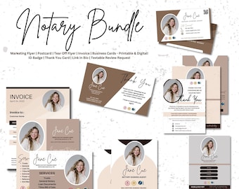 Notary Agent Marketing And Branding Bundle, Thank You Card, Business Card, Review Request template, Notary, Notary Bundle, Notary Templates