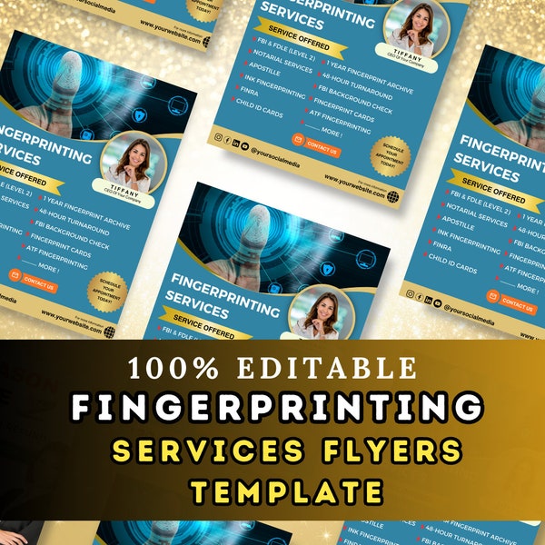 Fingerprinting Services Flyers, Mobile Fingerprinting, Notary Fingerprinting, Notary, Fingerprinting Template, Fingerprinting marketing