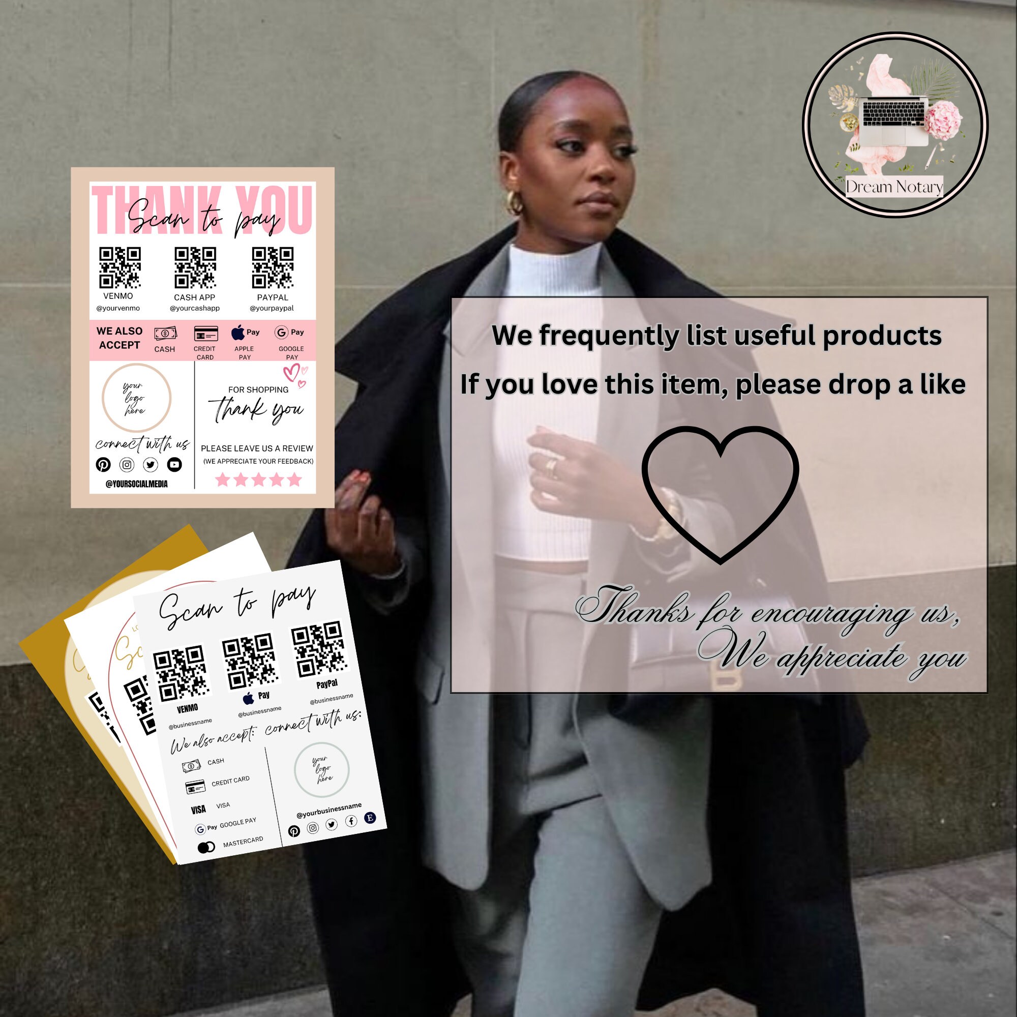 Editable Scan Code Editable Scan to Pay Sign Template, QR Code, Venmo, Paypal, Cashapp ...