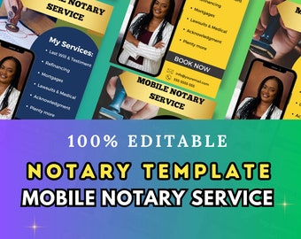 Mobile Notary Flyer Template, Notary Marketing Flyer, Notary Flyer Template, Loan Signing Agent Template, Flyer, Notary Editable Flyer