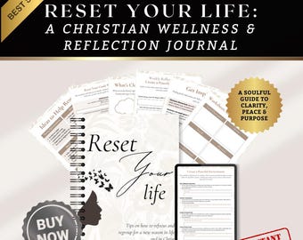 Diario "Reset Your Life", Agenda Cristiana, Quaderno di lavoro per la cura di sé basato sulla fede, Diario di salute mentale, Riflessione, PDF stampabile, Agenda digitale
