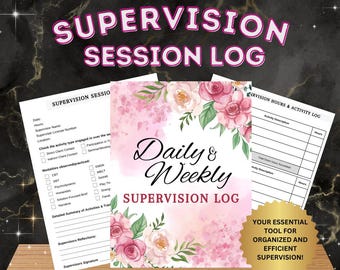 Supervision Session Log, Therapy Forms, Social Work Template (PDF)
