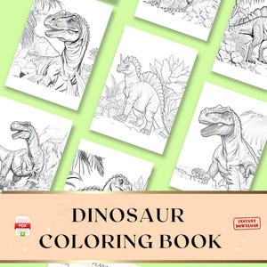 Dinosaur Coloring Pages, Set of 10, Creative Activity, Dinosaur Printable, Dinosaur Activity for Kids, Kids Coloring Pages, Tyrannosaurus