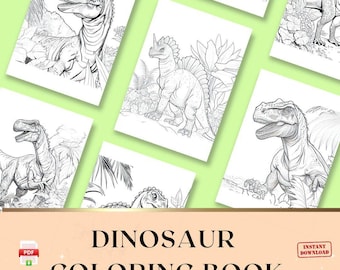 Dinosaurus kleurplaten, set van 10, creatieve activiteit, dinosaurus afdrukbaar, dinosaurusactiviteit voor kinderen, kleurplaten voor kinderen, tyrannosaurus