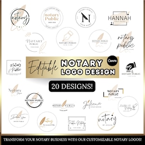 Notary Logo Bundle, Notary Public Logos, Notary, Notary Signing Agent, Notary Business Logo, Editable Notary Logo, Notary Marketing