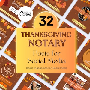 Notary Social Media CANVA Templates, Notary Instagram Post Templates, Social Media Post, Notary Public, Happy Thanksgiving, Notary Services