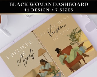 Printable Planner Dashboard Black Woman, Black Girl Dashboard, Multiple sizes, Fashion Girl dashboard, Personal Planner Dashboard, Printable