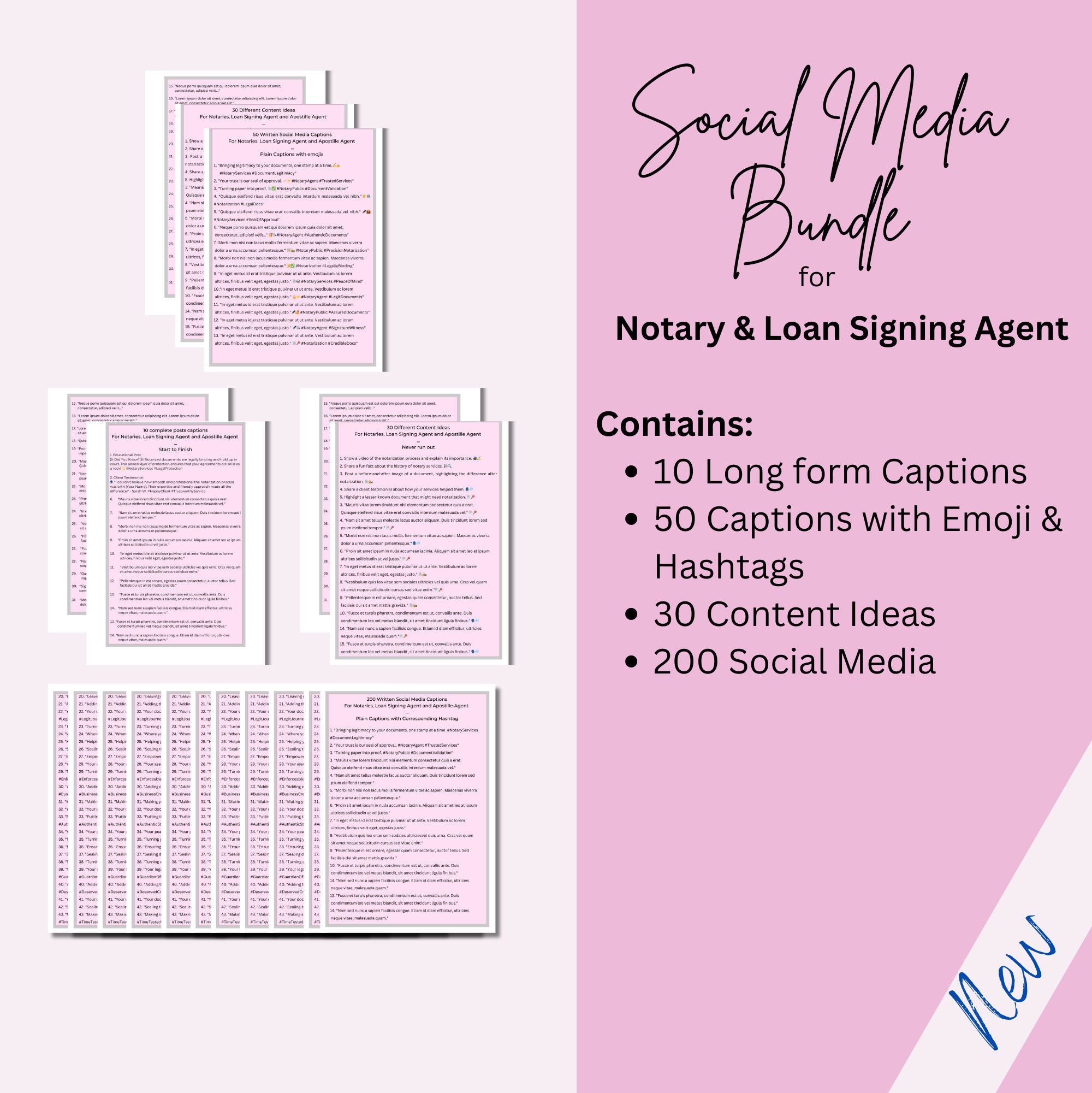 200 Prewritten Social Media Captions for Notaries, Loan Signing Agent
