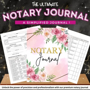 Notary Journal, digital journal notary, Notary Public Signing Agent, Notary Supplies, Record Log Book, Instant Download, Notary Marketing