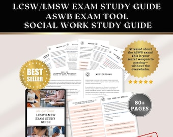 Guía de estudio para LCSW/LMSW, herramienta para el examen ASWB, preparación para la licencia de trabajo social, hoja de referencia del DSM 5, guía de estudio de trabajo social, recursos de trabajo social, NASW