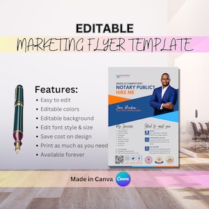 Notary Flyer, Marketing Flyer Template, Mobile Notary, Signing Agent Flyer, Editable Flyer, DIY Flyer Template, Notary, Notary Marketing