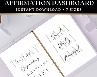 Affirmation Dashboard Printable Planner, Faith, Minimalist Dashboards, Personal Planner Dashboard, A5 Dashboard, Personal Dashboard. Planner