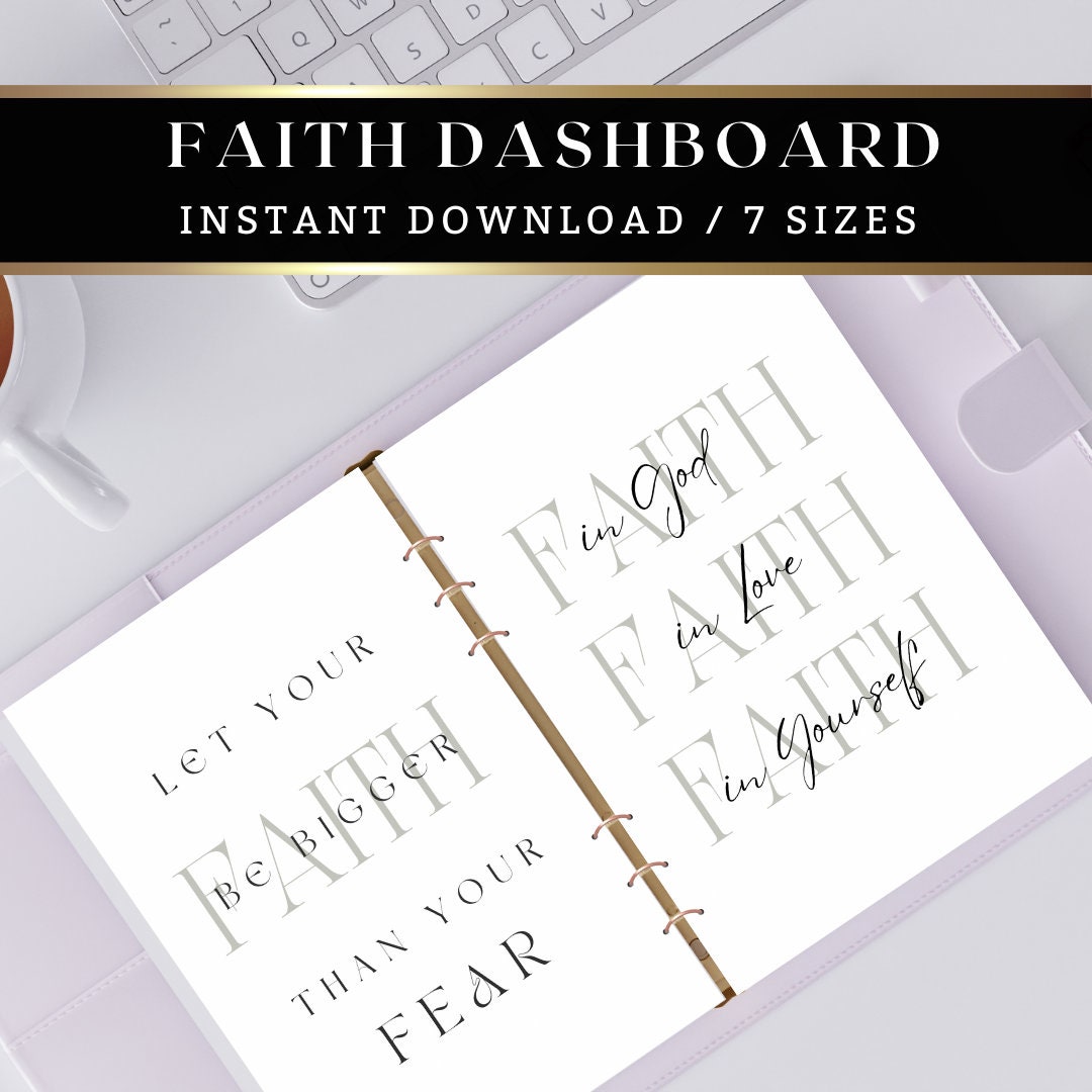 Faith Dashboard, Printable Planner, Faith, Minimalist Dashboards