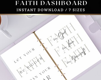 Faith Dashboard, Printable Planner, Faith, Minimalist Dashboards, Personal Planner Dashboard, A5 Dashboard, Faith Over Fear, Happy Planner