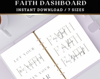 Faith Dashboard, Printable Planner, Faith, Minimalist Dashboards, Personal Planner Dashboard, A5 Dashboard, Faith Over Fear, Happy Planner