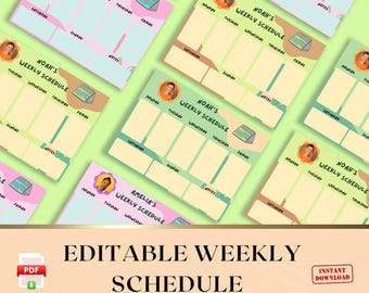 Kids Weekly Planner Printable, Editable Weekly Schedule Kids, Weekly Plan Chart, School and Activity Simple Planner, Homeschool Schedule