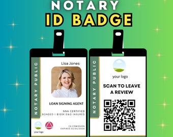 Editable Notary ID Badge Template, Loan Signing Agent (Canva)
