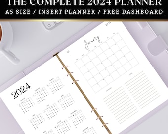 Printable Planner A5, Insert Planner, A5 Binder 6 Ring Planner Insert, Monthly Dashboard, Minimalist, Binder Planner, Personal Planner