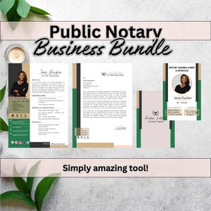 Notary Branding Bundle, Public Notary Marketing, Resume, Introduction Letter, Name ID Badge Canva, Notary Businesses, Instant Download, DIY