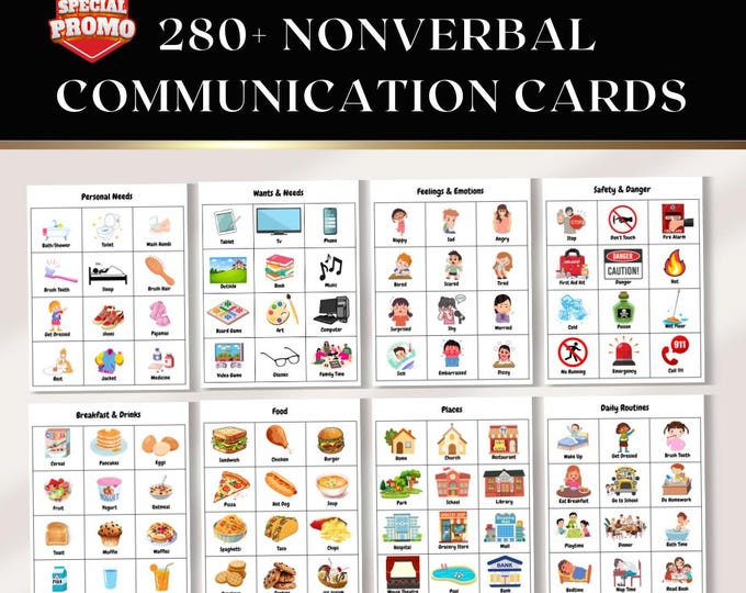 Non Verbal Communication Visual Board Flash Cards, Special Needs ...