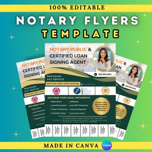 Notary Marketing Flyer, Notary Mailers, Notary Flyer Template, Loan Signing Agent Template, Flyer, Notary Editable Flyer, DIY Flyer Template