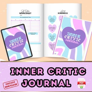 Inner Critic Journal, Self Esteem Worksheet, Self Help, Therapy Worksheets, Mental Health, Self Love, Emotional Wellness, Therapy Tools