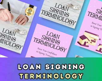 Loan Signing Terminology! Notary Terms, Loan Study Set, Loan Terminology Notary Cards, Loan Signing Agent Training, Notary Marketing, Notary