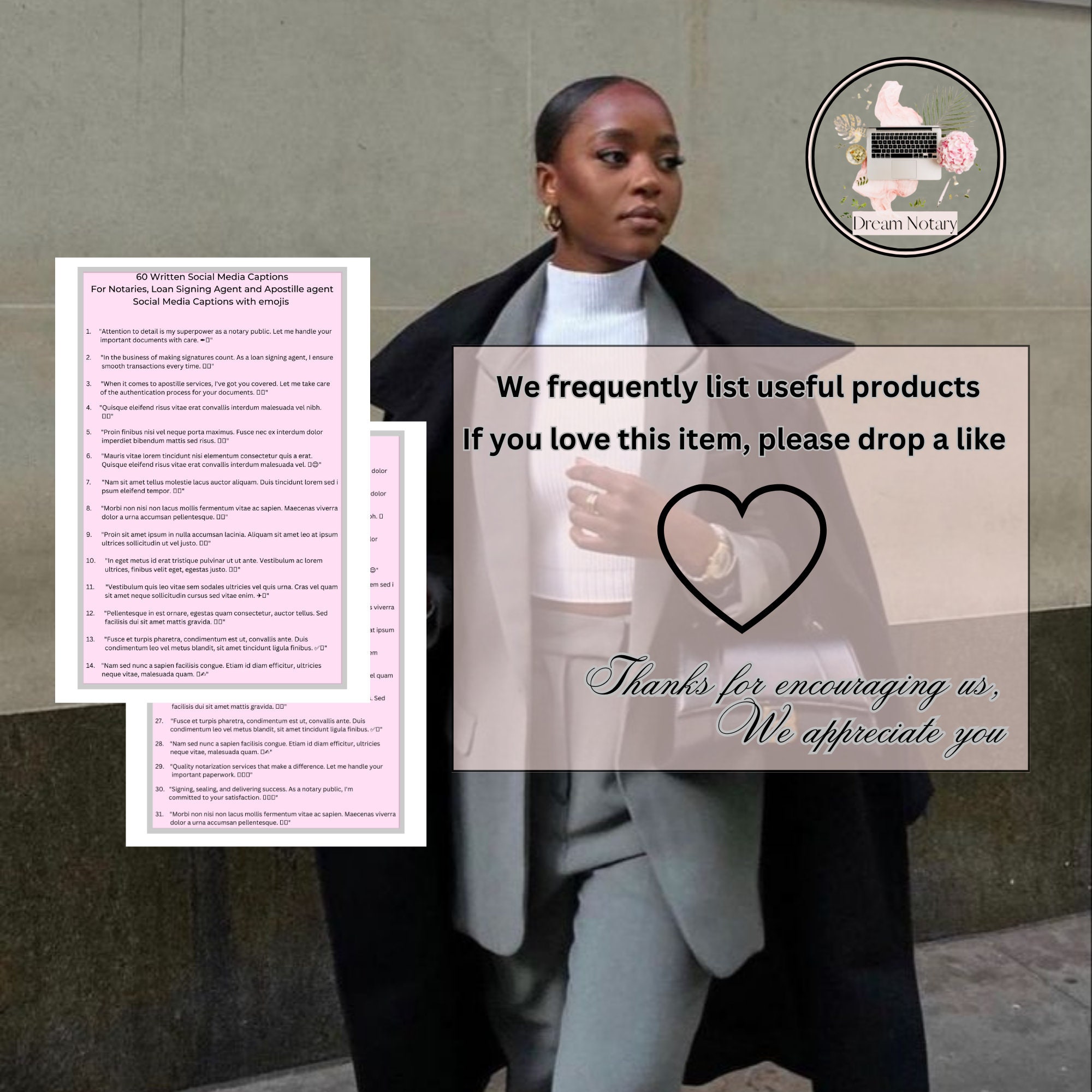 60 Prewritten Social Media Captions for Notaries, Loan Signing Agent
