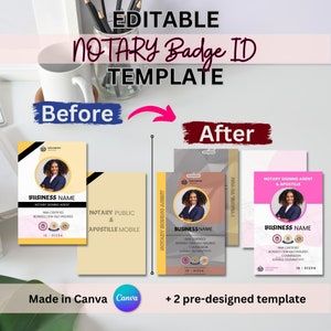Notary Badge ID Template, Loan Signing Agent, Notary ID Badge, Notary, Notary Templates, Printable Badge, ID Badge Template, Badge Template