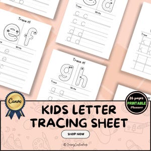 Alphabets Worksheet, Kids Letter Tracing Sheets, Printable Tracing and Coloring Sheet, Toddler Worksheets, 26 Alphabets Letter Worksheets