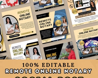 Remote Online Notary Social Media Post, Remote Online Notary, Notary Marketing Post, Mobile Notary, Notary Media Social Post Template, Canva